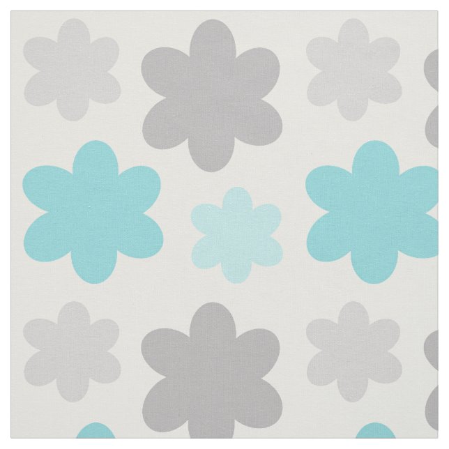Tissu Floral Turquoise bleu gris (Échantillon)