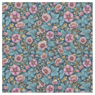 Tissu Floral vintage en Dusty Lavender et Turquoise