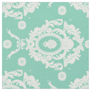 Tissu floral vintage vert en bon état de motif de