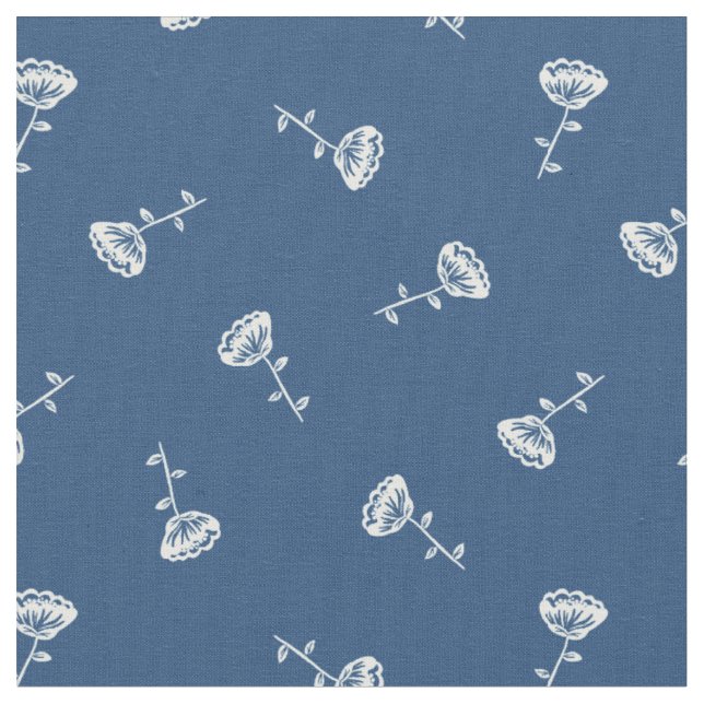 Tissu Flore bleu blanc simple (Fermer)