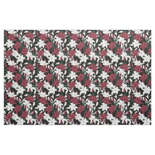 Tissu Flore de Noël rouge et blanc