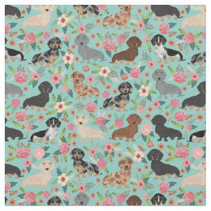 Tissu Flore Vintage de Dachshund