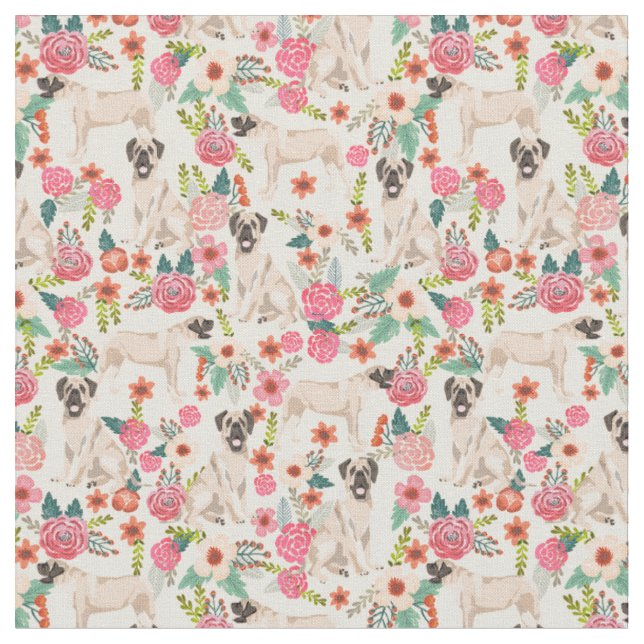 Tissu Flores de Chiens Mastiff (Fermer)