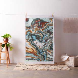 Tissu Flux de marbre bleu rouille