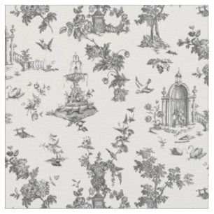 Tissu Fontaines et arbres fantastiques vintages Toile-B 