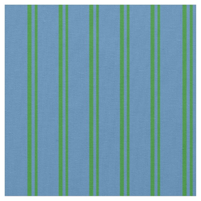 Tissu Forêt Vert et Bleu Grandes / Lignes Motif (Fermer)
