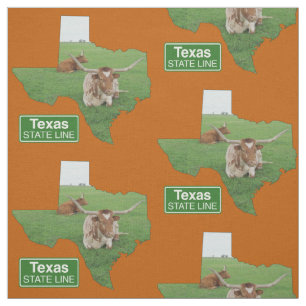 Tissu Forme texane avec Longhorn Steer State Line Signal