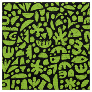 Tissu Formes Abstrait 140821 - Martian Green sur Black F