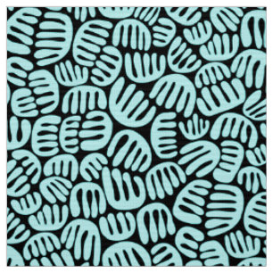 Tissu Formes Abstraites 301122 - Bleu glacé sur noir