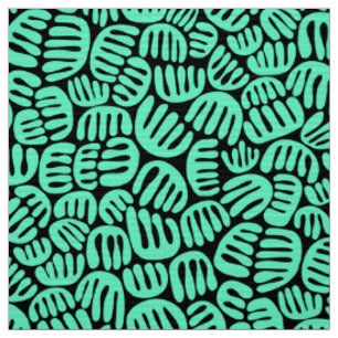 Tissu Formes Abstraites 301122 - Turquoise sur noir