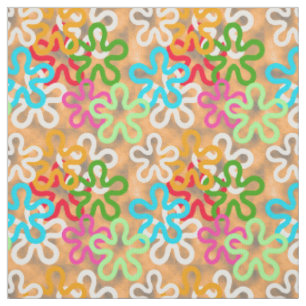 Tissu Formes Abstraites Blob africain coloré Blocage Imp