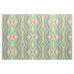 Tissu Formes Abstraites Motif rose jaune bleu vert