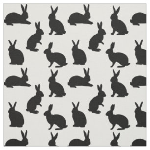 Tissu Formes de lapins minimalistes en noir, motif migno