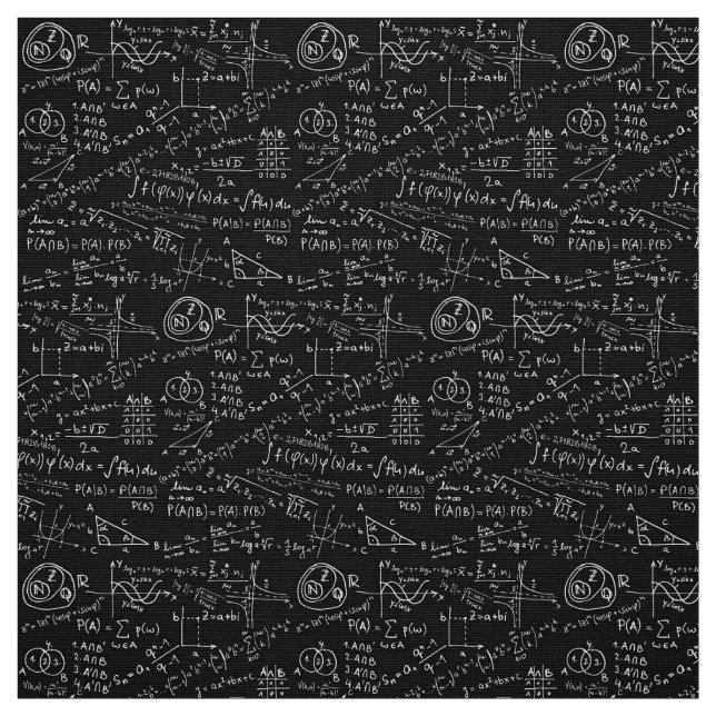 Tissu - Formule mathématique noir et blanc (Échantillon)