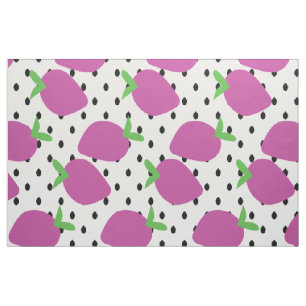 Tissu Fraise Abstraite Gras Foncée Amusante avec Graines