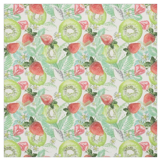 Tissu Fraise et kiwi. (Échantillon)