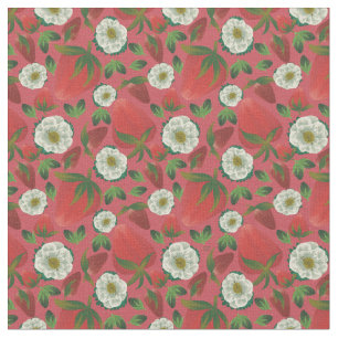 Tissu Fraise Rouge Floral