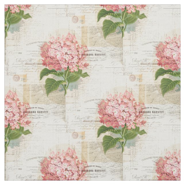 Tissu français d'éphémères d'hortensia rose (Échantillon)