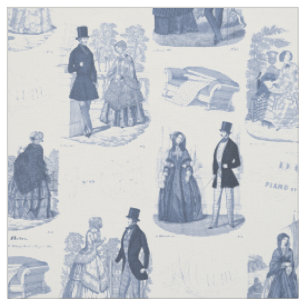 Tissu Français vintage bleu et blanc Toile de