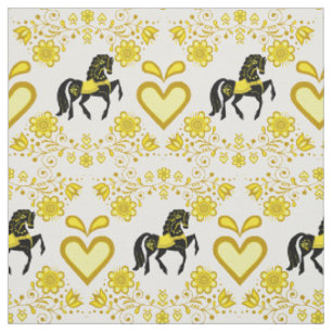 Tissu Friesienne/frisonne Chevalier folklorique or/noir