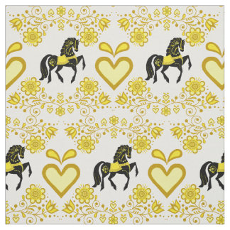 Tissu Friesienne/frisonne Chevalier folklorique or/noir