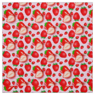 Tissu Fruits de fraises roses à thème