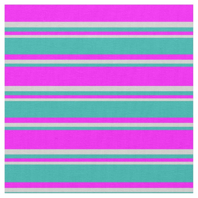 Tissu Fuchsia, vert de mer clair et rayures gris clair (Fermer)