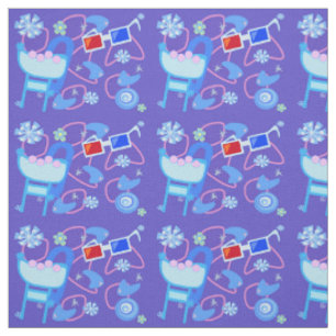 Tissu Fun Boomerangs 3-D lunettes Cinquante Motif rétro