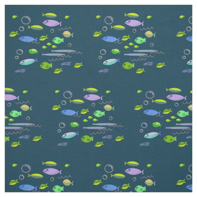 Tissu Fun Cinties Retro Cartoon Poisson Motif Art Vintag (Échantillon)