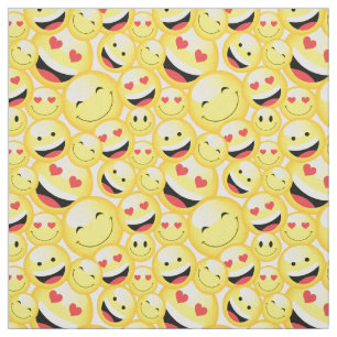 Tissu Fun Kids Yellow Smiling Emoji Face Motif