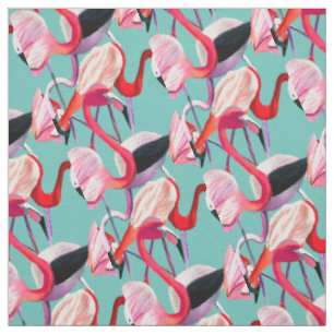 Tissu Fun rose flamingo aquarelle illustration