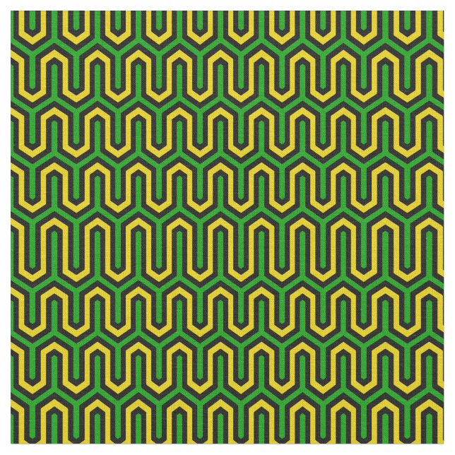 Tissu Geometric Pattern in Jamaican Flag Colours (Fermer)