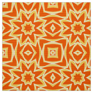 Tissu Géométrique étoile Abstraite - Orange et Or