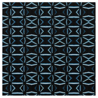 Tissu Géométrique noir et bleu de style atomique de la
