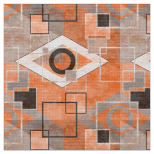 Tissu Géométrique orange gris grunge élégant abstrait