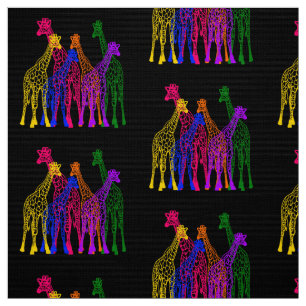 Tissu Girafes colorées