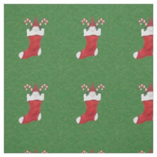 Tissu Gnome hérissé en rouge Noël Stocking vert
