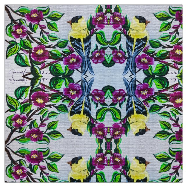 Tissu Goldfinch en fleurs (Échantillon)