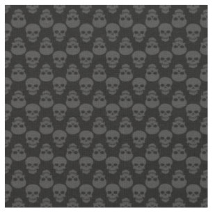 Tissu goth noir gris halloween crâne gris squelette