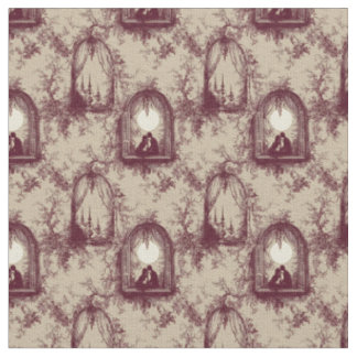 Tissu Gothic Love Valentine Bourgogne Toile De Jouy
