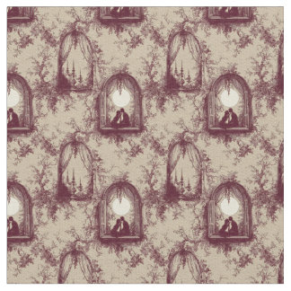Tissu Gothic Love Valentine Burgundy Toile De Jouy 