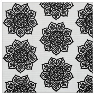 Tissu GOTHIC SOLEIL Noir Blanc Celtique noeuds
