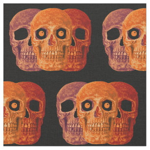 Tissu Gothique Crâne drôle Orange Halloween