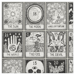 Tissu grand arcana tarot noir