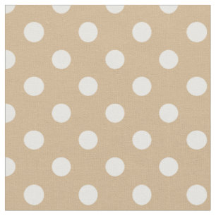 Tissu Grand pois - blanc sur Tan