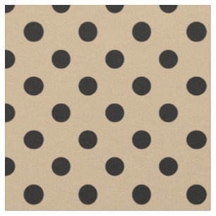 Tissu Grand pois - noir sur Tan