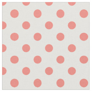 Tissu Grand pois - rose de corail sur le blanc
