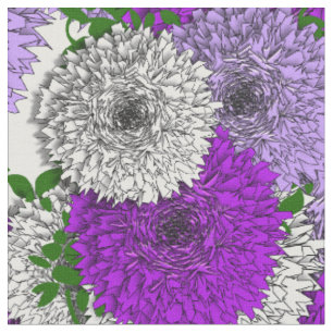 Tissu Grandes Fleurs D'Été Mélange Violet Impression 