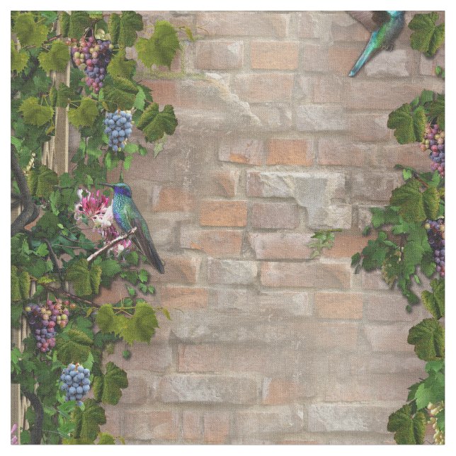 Tissu Grapevines d'Escalades, lèche-miel et mur de briqu (Fermer)