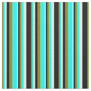 Tissu Green, Aqua, Light Cyan et Black Stripes